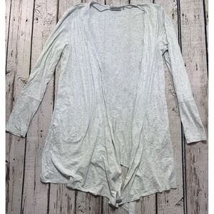 Tasc Organic Cotton Bamboo Open Front Long Cardigan Gray Oversized Sz M Pockets